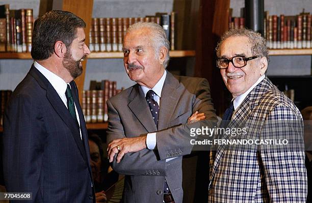 Mexican writer Carlos Fuentes , Nobel prize winner Colombian writer Gabriel Garcia Marquez , and Rector of the National Autonomous University of...