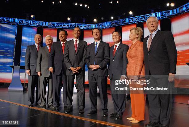 Democratic Presidential candidates U.S Sen. Joe Biden , U.S. Sen. Chris Dodd , New Mexico Gov. Bill Richardson, U.S. Sen. Barack Obama , former U.S....