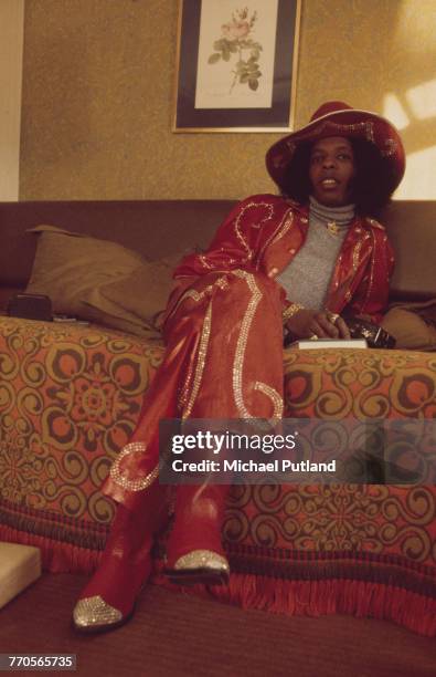 Sly Stone of Sly And The Family Stone posed in London on 16th July 1973.