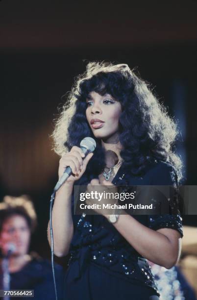 American singer Donna Summer performs at 'The Music for UNICEF Concert: A Gift of Song' benefit concert held at the United Nations General Assembly...