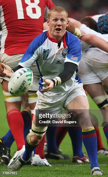 Jurie van Tonder of Namibia during the Rugby World Cup 2007 Pool C match between Georgia and Namibia at the Stade Felix Bollaert on September 26,...