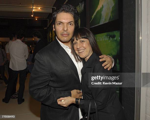 Make-up Artist Paul Starr and Lisa Robinson at the Violet Ray Gallery to celebrate Joni Mitchell's new album "Shine" on September 25, 2007 in New...