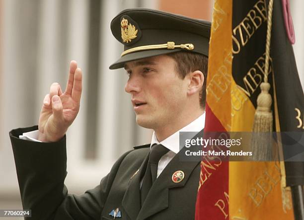 Prince Amadeo from Belgium takes an oath to become officer, at the Belgian Military School, on September 27, 2007 in the Belgian capital Brussels.