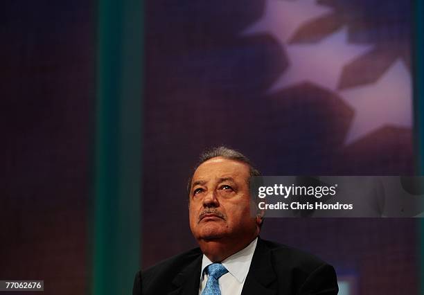 Mexican businessman Carlos Slim Helu, one of the world's richest men, appears during a panel discussion about Latin America at the Clinton Global...