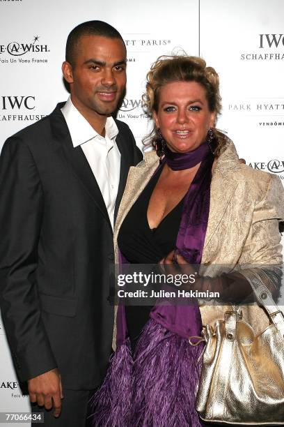 Brand Ambassador, Tony Parker and his mother Pamela poses at the gala dinner organized by IWC Schaffhausen, to support the ''Make-A-Wish'' charity...