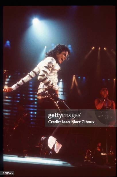 Entertainer Michael Jackson performs at a concert November 8, 1988 in California. Jackson, who was the lead singer for the Jackson Five by age eight,...