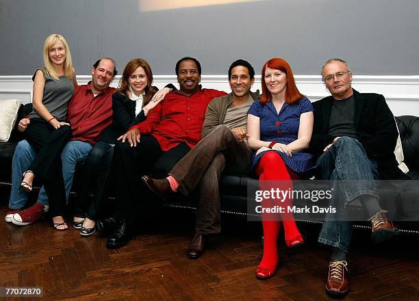 Cast members from "The Office" Angela Kinsey, Brian Baumgartner, Jenna Fischer, Leslie David Baker, Oscar Nunez, Kate Flannery, and Creed Bratton...