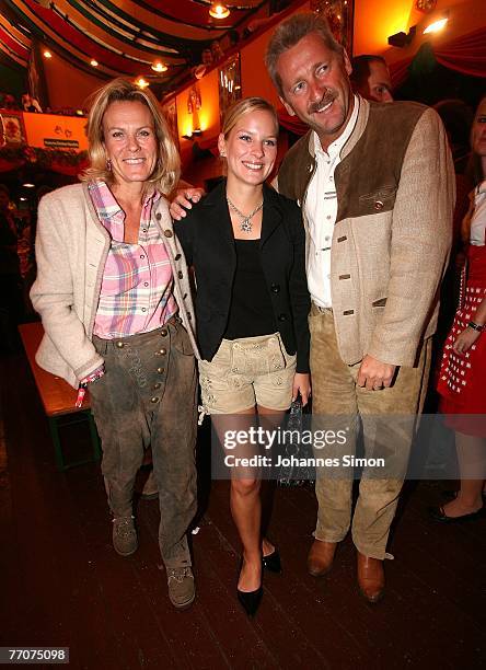 Actress Andrea L'Arronge , her husband Karlheinz Reichenwallner and daughter Jessica attend the Bild Wiesn Stammtisch in Hippodrom beer tent during...