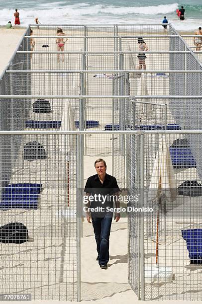 Artist Gregor Schneider walks though his latest creation a new large scale interactive art work entitled "Bondi Beach" at Sydneys Bondi Beach on...