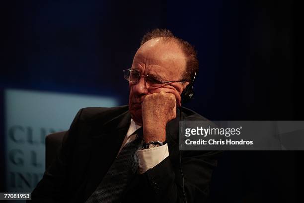 Media mogul Rupert Murdoch listens to another panelist during the final day of the Clinton Global Initiative annual meeting September 28, 2007 in New...