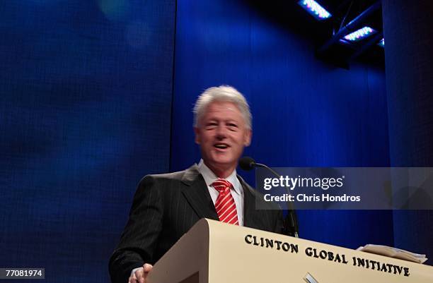 Former US president Bill Clinton speaks during the final day of the Clinton Global Initiative annual meeting September 28, 2007 in New York City....