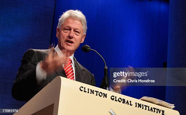 Former US president Bill Clinton speaks during the final day of the Clinton Global Initiative annual meeting September 28, 2007 in New York City....