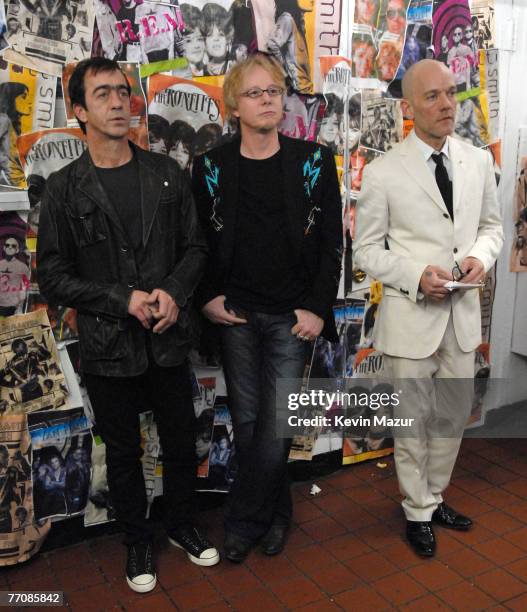 Bill Berry, Mike Mills and Michael Stipe of R.E.M., inductees *EXCLUSIVE*