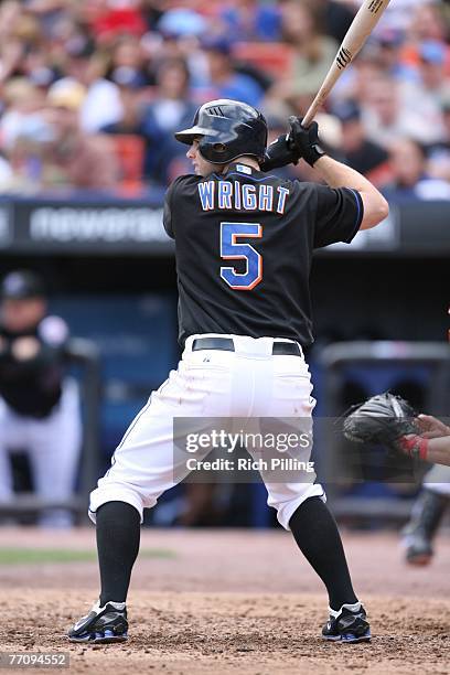 David Wright of the New York Mets bats during the game against the Philadelphia Phillies at Shea Stadium in Flushing, New York on September 16, 2007....