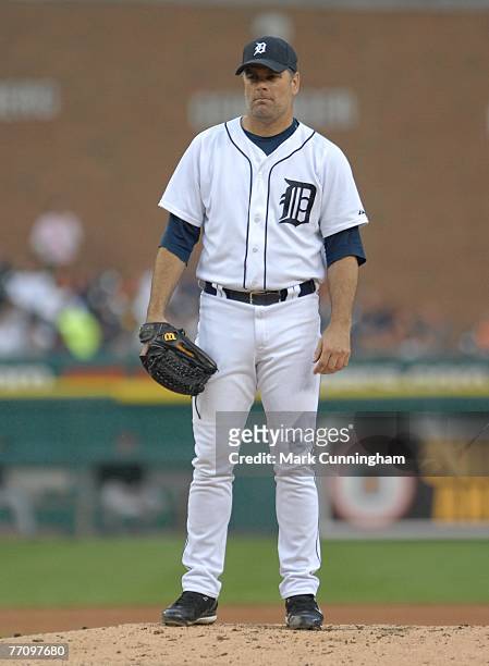 Kenny Rogers of the Detroit Tigers pitches during the game against the Toronto Blue Jays at Comerica Park in Detroit, Michigan on September 10, 2007....