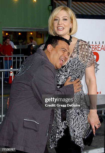 Actor Carlos Mencia and wife Amy Mencia arrive at "The Heartbreak Kid" premiere at the Mann Village Theatre on September 27, 2007 in Westwood,...