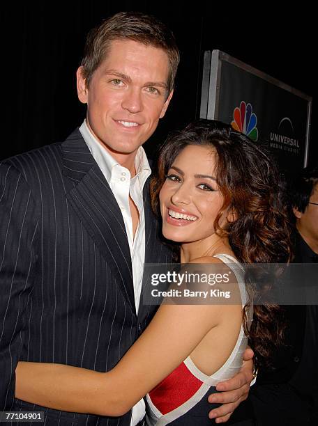 Actor Steve Howey and actress Sarah Shahi attend the NBC and Venice Magazine party for new series "Life" held at Celadon on September 26, 2007 in Los...