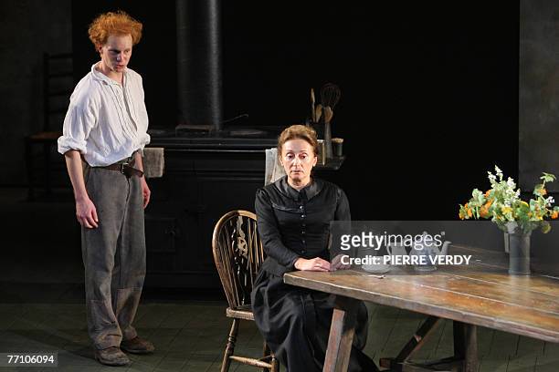 Van Gogh ? Londres: une jeunesse anglaise au Theatre de l'Atelier"- French actor Guillaume Marquet and actress Josiane Stoleru perform the play "Van...