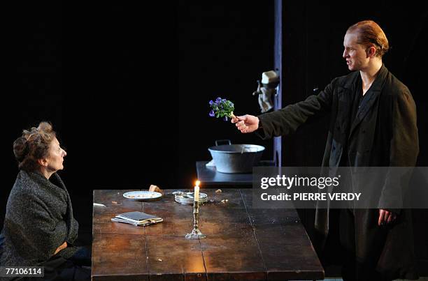 Van Gogh ? Londres: une jeunesse anglaise au Theatre de l'Atelier"- French actor Guillaume Marquet and actress Josiane Stoleru perform the play "Van...