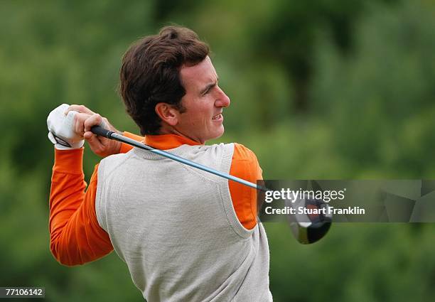 Gonzalo Fernandez-Castano of The European Team plays his tee shot on the 13th hole during the third day morning greensomes at the Seve Trophy 2007...