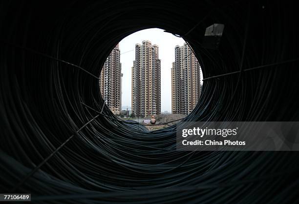 General view of buildings under construction near the People's Bank of China office building on September 29, 2007 in Chongqing, China. The People's...