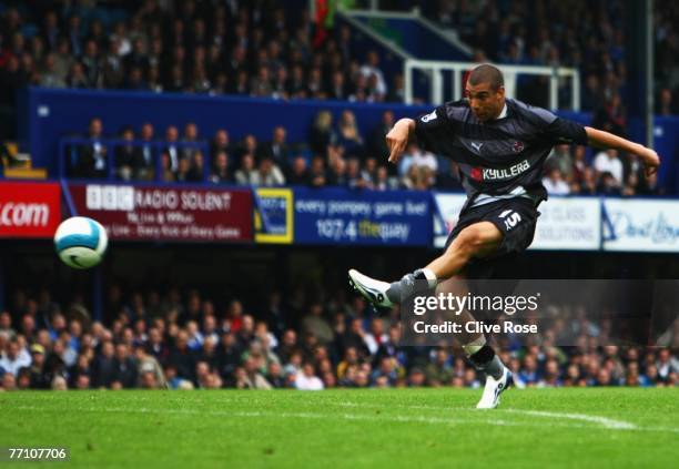 James Harper of Reading scores during the Barclays Premier League match between Portsmouth and Reading at Fratton Park on September 29, 2007 in...