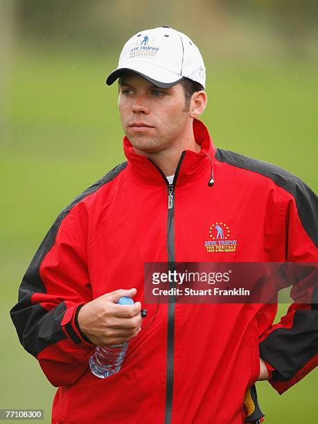 Paul Casey of The Great Britain and Ireland Team looks on during the third day afternoon foursomes at the Seve Trophy 2007 held at The Heritage Golf...
