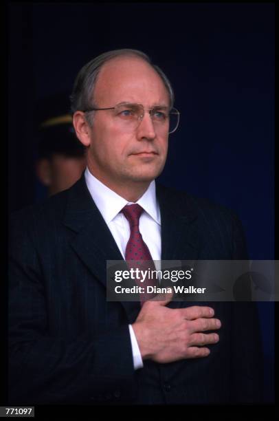 Dick Cheney poses at his swearing-in March 21, 1989 in Washington, DC. Cheney was elected to Congress from Wyoming in 1978 and served ten years prior...