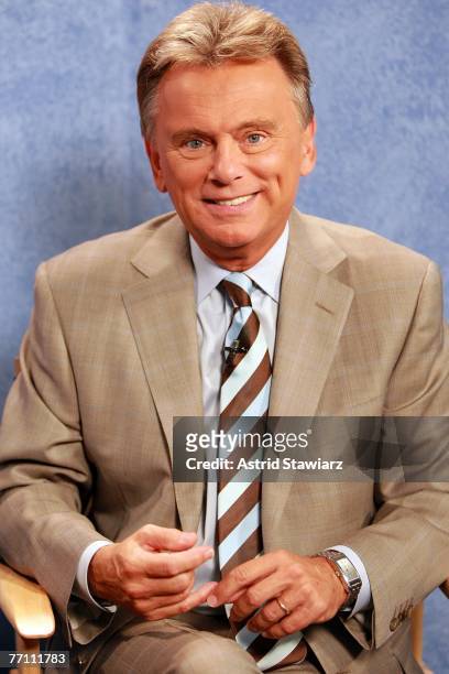 Pat Sajak poses for photos in the press room for the television game show "Wheel Of Fortune" at Radio City Music Hall on September 29, 2007 in New...
