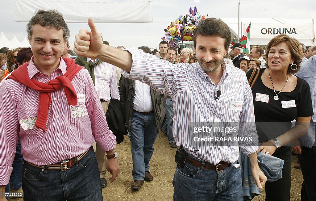 Basque Party Ruling Basque Nationalist Party PNV President Josu Jon Imaz gestures ...