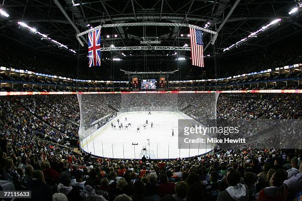 General view of the arena during the NHL game between Los Angeles Kings and Anaheim Ducks at O2 Arena on September 30, 2007 in London, England.