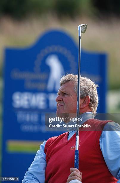 Colin Montgomerie of The Great Britain and Ireland Team plays his tee shot on the seventh hole during the final day singles at the Seve Trophy 2007...