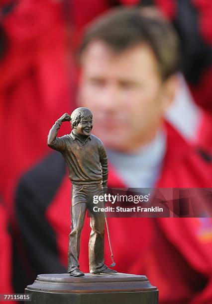 The Seve Trophy infront of Nick Faldo, Cpatain of The Great Britain and Ireland Team after the final day singles at the Seve Trophy 2007 held at The...