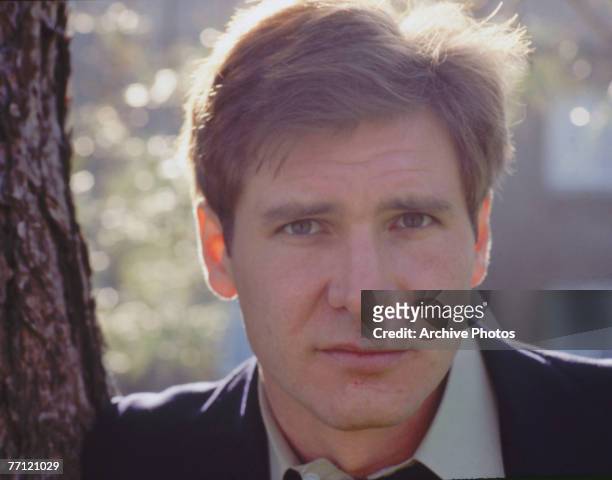 American actor Harrison Ford leans against a tree, 1978.