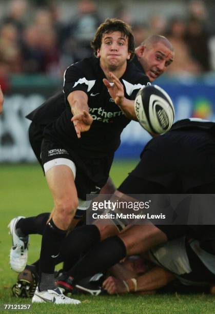 Lee Dickson of Newcastle Falcons in action during the Guinness Premiership match between Newcastle Falcons and Harlequins at Kingston Park on...