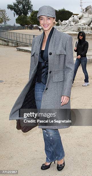 French Actress Helene De Fougerolles arrives to attend the Christian Dior Fashion show during the Sping/ Summer 08 fashion week on October 1, 2007 in...