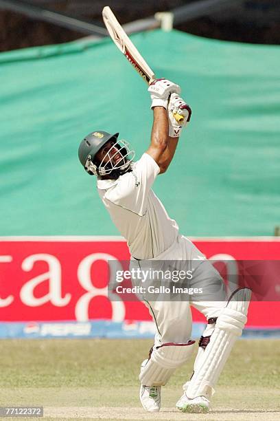 Hashim Amla in action during day one of the first Test match series between Pakistan and South Africa on October 1, 2007 held at the National Stadium...