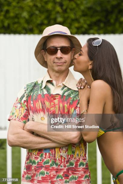 nerdy man with beautiful girlfriend - nerdy latina stock pictures, royalty-free photos & images