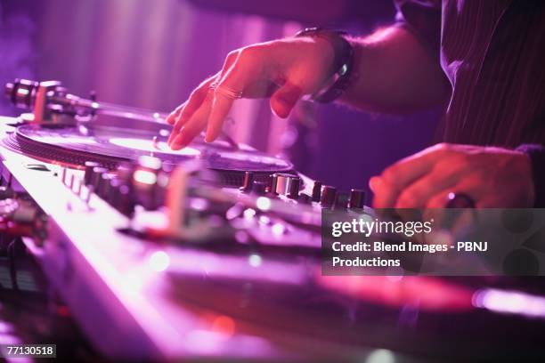 close up of hispanic nightclub dj - edm dj stock pictures, royalty-free photos & images