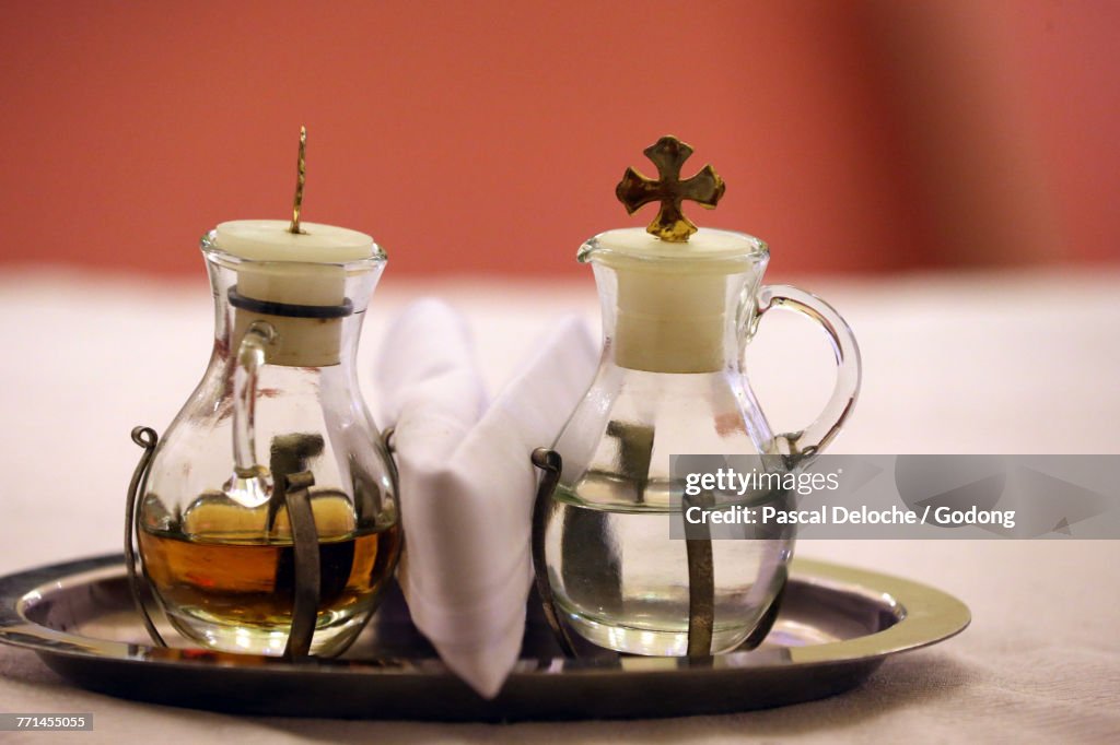 Cruets In Mass Dalat Cathedral Pair Of Cruets Catholic Mass Dalat Vietnam High-Res ...