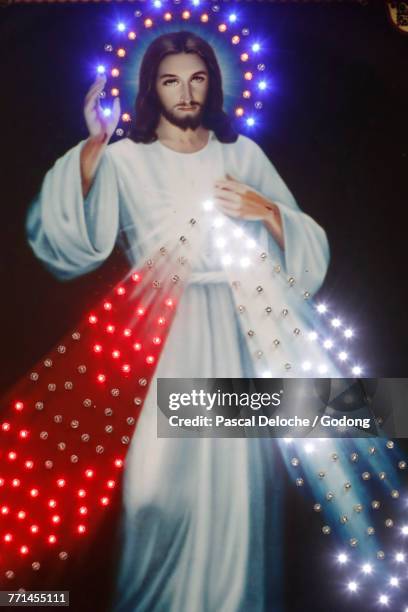 Shop Selling Religious Christian Items Merciful Jesus I Trust In You Ho Chi Minh City Vietnam High-Res Stock Photo