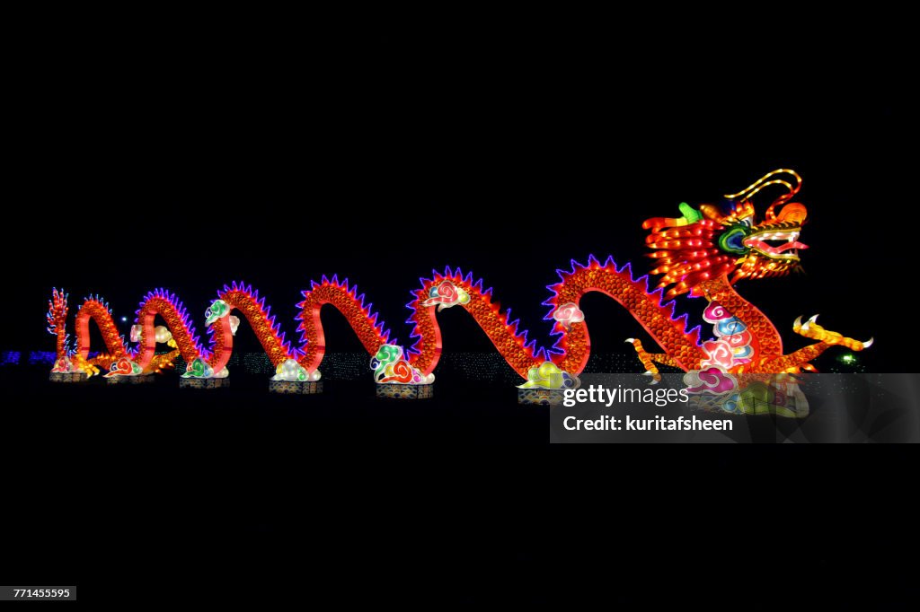 Dragon lantern illuminated at Chinese Lantern Festival