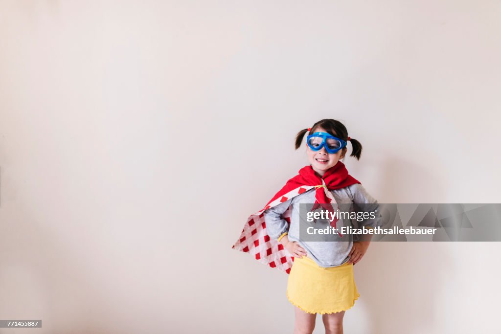 Portrait of a girl dressed as a superhero