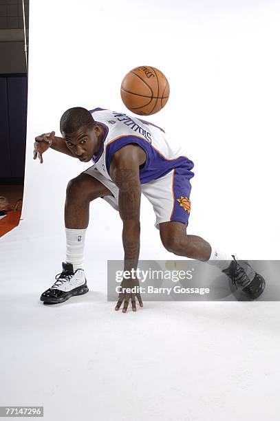 Amare Stoudemire of the Phoenix Suns poses for a portrait during NBA Media Day at the U.S. Airways Center on October 1, 2007 in Phoenix, Arizona....