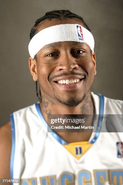 Allen Iverson of the Denver Nuggets poses during NBA Media Day at the Pepsi Center October 1, 2007 in Denver, Colorado. NOTE TO USER: User expressly...
