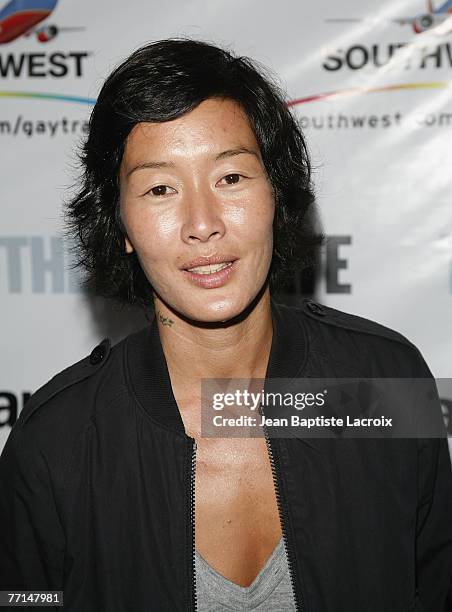 Jenny Shimizu arrives at the Advocate Magazine 40th Anniversary Party at Republique club on September 18, 2007 in West Hollywood, California.
