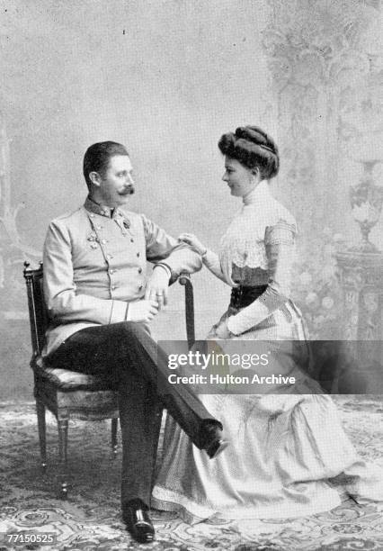 Newly-married royal couple Franz Ferdinand, Archduke of Austria-Este and Sophie, Duchess of Hohenberg , 1900. The couple were assassinated in...