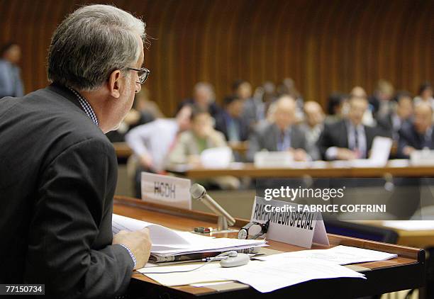 United Nations special rapporteur on the situation on human rights in Myanmar, Paulo Sergio Pinheiro , delivers a speech during a special session of...