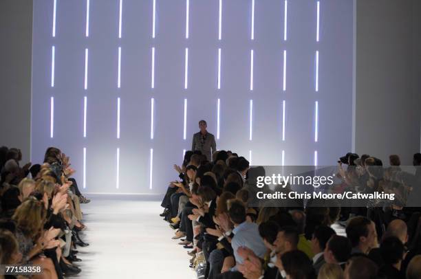 Designer Wolfgang Joop walks down the catwalk during the Wunderkind collection show part of the Paris Fashion Week Spring Summer 2008 on the 2nd of...