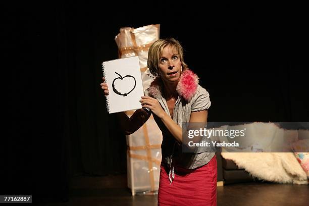 Ramona Kronke performs at the premiere of her one woman play "Cavewoman" October 2, 2007 in Berlin, Germany.